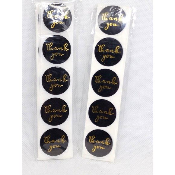 Express Your Gratitude with Black Gold Writing Thank You Stickers - Picture 2 of 9